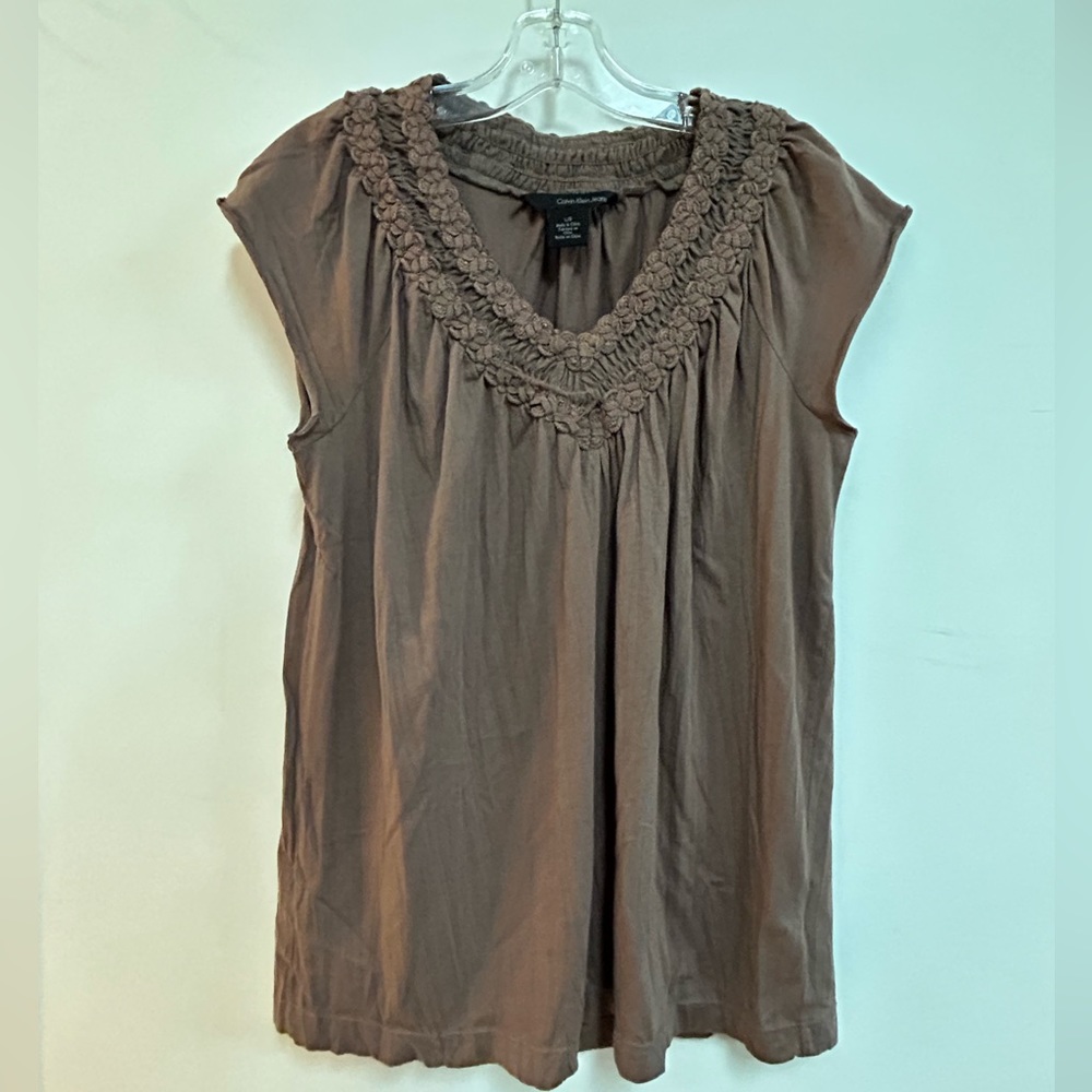 Calvin Klein Flowy Top with Embroidery detail